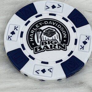 Harley Davidson Poker Chip Big Barn Des Moines Iowa Navy Blue White Black NEW